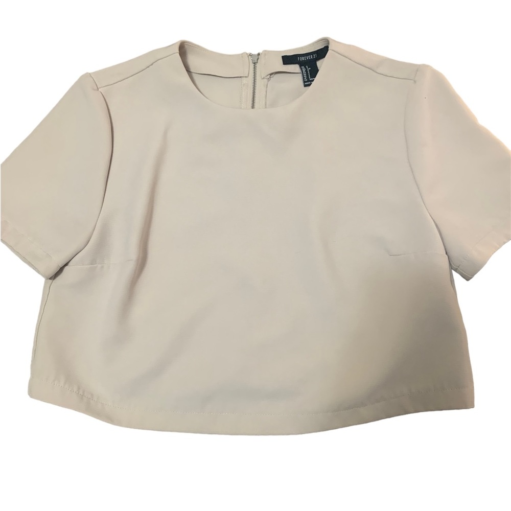 forever 21 beige top with zipper on the back